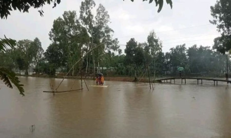 বিপৎসীমার ওপর দিয়ে প্রবাহিত হচ্ছে পানি, শেরপুরে বন্যার আশঙ্কা