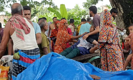 বাস-ইজিবাইক সংঘর্ষে মায়ের কোল থেকে ছিটকে পড়ে প্রাণ গেল শিশুর