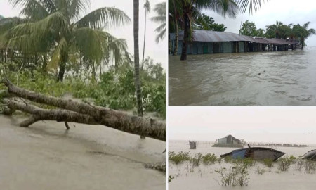 ভোলায় জলোচ্ছ্বাসে প্লাবিত নিম্নাঞ্চল, দুই শতাধিক ঘরবাড়ি বিধ্বস্ত