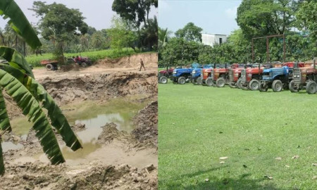ফসলি জমিতে পুকুর খনন, ৪০ ট্রাক্টর জব্দ