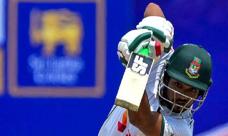 দুর্দান্ত সেঞ্চুরি শান্তর, ছুটছে বাংলাদেশ