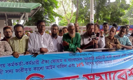 ৫০ শতাংশ মহার্ঘ ভাতার দাবিতে সরকারি কর্মচারীদের সমাবেশ