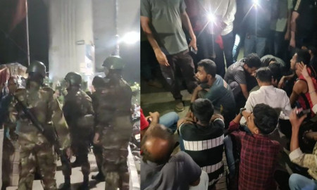 ঢাবি ক্যাম্পাস সংলগ্ন তিন নেতার মাজার এলাকায় যৌথ বাহিনীর অভিযান চলছে