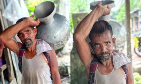 ৫ টাকায় এক কলসি পানি টেনে চলে জাফরের জীবনযুদ্ধ