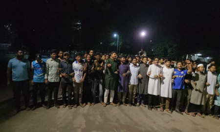 পাথর মেরে ব্যবসায়ীকে হত্যার প্রতিবাদে রাবিতে বিক্ষোভ মিছিল