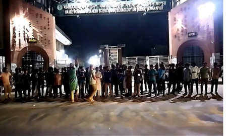 ব্যবসায়ীকে পাথর মেরে হত্যার প্রতিবাদে হাবিপ্রবিতে বিক্ষোভ