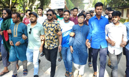 মিটফোর্ডে হত্যাকাণ্ডের প্রতিবাদে হাবিপ্রবিতে বিক্ষোভ