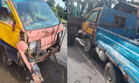 দাঁড়িয়ে থাকা পিকআপভ্যানকে বাসের ধাক্কা, প্রাণ হারাল দুই ভাই