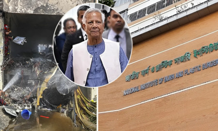 মাইলস্টোনে বিমান দুর্ঘটনায় আহতদের খোঁজ নিতে বার্ন ইনস্টিটিউটে প্রধান উপদেষ্টা