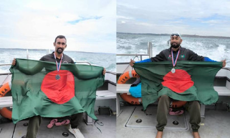 ৩৭ বছর পর ইংলিশ চ্যানেল পাড়ি দিলেন দুই বাংলাদেশি সাঁতারু