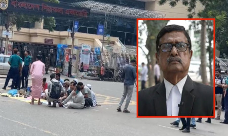 শাস্তির দাবিতে বিএনপি নেতা ফজলুর রহমানের বাসার সামনে বিক্ষোভ