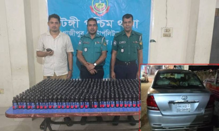 টঙ্গীতে পরিত্যক্ত প্রাইভেট কার থেকে ফেনসিডিল উদ্ধার