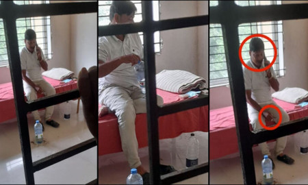 হাজতে বিছানায় শুয়ে সিগারেট হাতে বিএনপির সাবেক নেতা