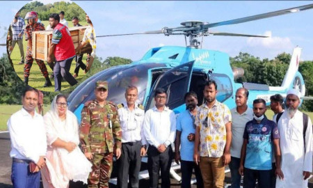 এয়ার অ্যাম্বুলেন্সে নিজ বাড়িতে নেওয়া হলো খুবির নিহত শিক্ষার্থীর মরদেহ
