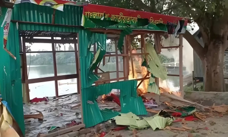 ঘাটের নিয়ন্ত্রণ নিয়ে বিএনপির দুই গ্রুপের সংঘর্ষ ও গোলাগুলি, দলীয় কার্যালয় ভাঙচুর