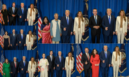 ডিনারে একই ফ্রেমে বিশ্বনেতাদের সঙ্গে ফটোসেশন ট্রাম্পের, মেয়ের সঙ্গে অংশ নেন ড. ইউনূস?