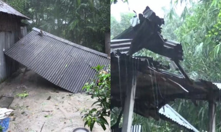 লালমনিরহাটে আকস্মিক ঘূর্ণিঝড়ে ক্ষতিগ্রস্ত কয়েকশো ঘরবাড়ি