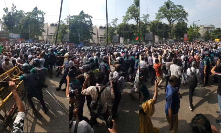 ব্যারিকেড ভেঙে শাহবাগে শিক্ষকরা