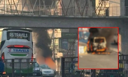 ‘ইঞ্জিন ত্রুটিতে’ প্রাইভেট কারে আগুন, নিজের নামে চালাল ছাত্রলীগ