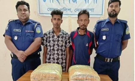 নেত্রকোনায় ১২ কেজি গাঁজাসহ দুই মাদক কারবারি গ্রেপ্তার
