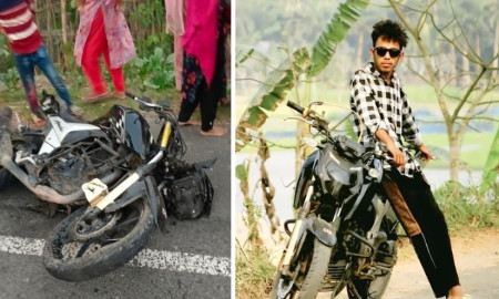 ট্রাকের চাপায় সড়কে ছিটকে পড়ে যুবক নিহত 