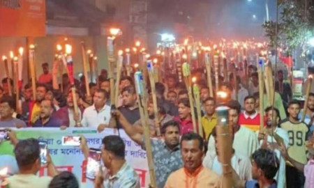 মনোনয়ন পুনর্বিবেচনার দাবিতে নবীনগরে বিএনপি সমর্থকদের মশাল মিছিল