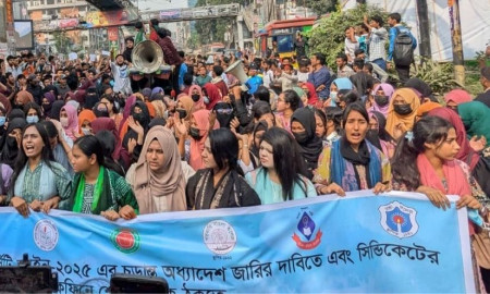 প্রস্তাবিত ঢাকা সেন্ট্রাল ইউনিভার্সিটির অধ্যাদেশের দাবিতে সাত কলেজ শিক্ষার্থীদের বিক্ষোভ  