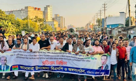 হাদির ওপর হামলার প্রতিবাদে আনোয়ারায় বিএনপির বিক্ষোভ