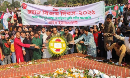 মহান বিজয় দিবসে জাতীয় স্মৃতিসৌধে শ্রদ্ধাঞ্জলি অর্পণ প্রাইম ইউনিভার্সিটির