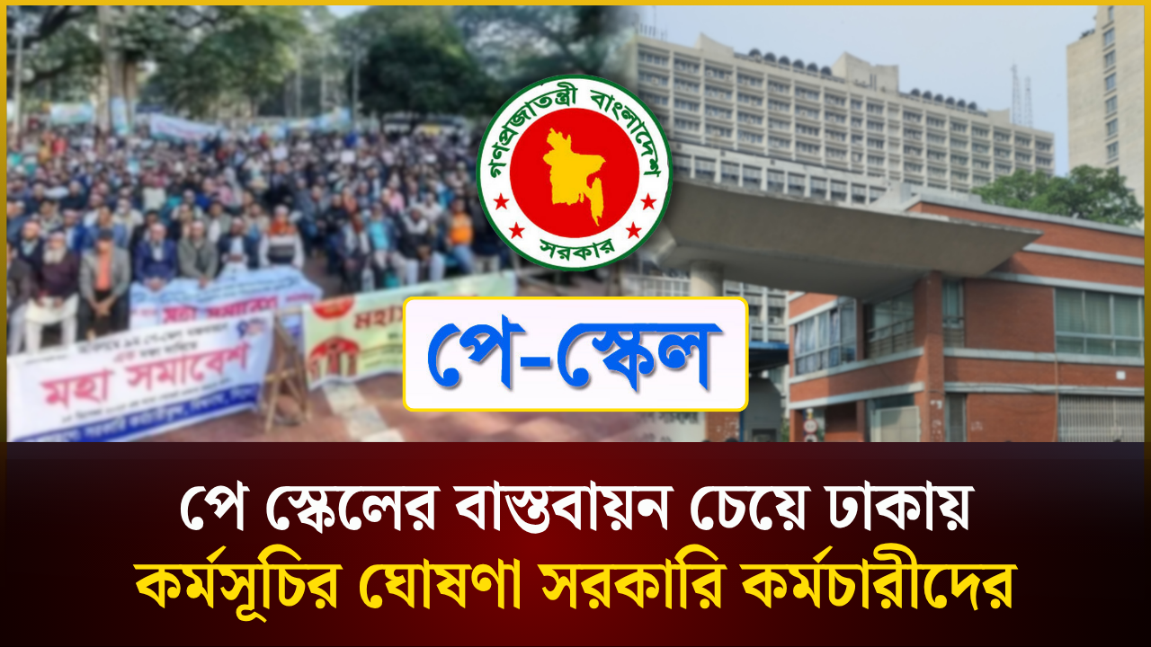 পে-স্কেলের বাস্তবায়ন চেয়ে ঢাকায় কর্মসূচির ঘোষণা সরকারি কর্মচারীদের