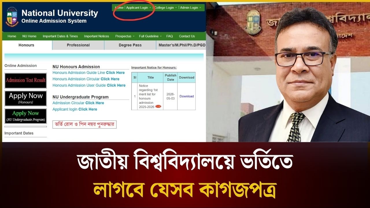 জাতীয় বিশ্ববিদ্যালয়ে ভর্তিতে লাগবে যেসব কাগজপত্র 