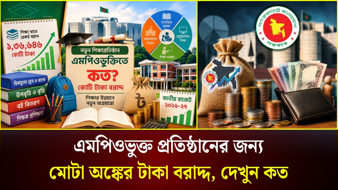 এমপিওভুক্ত প্রতিষ্ঠানের জন্য মোটা অঙ্কের টাকা বরাদ্দ, দেখুন কত