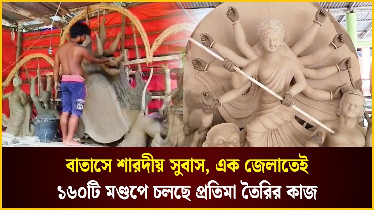  বাতাসে শারদীয় সুবাস, এক জেলাতেই ১৬০টি মণ্ডপে চলছে প্রতিমা তৈরির কাজ