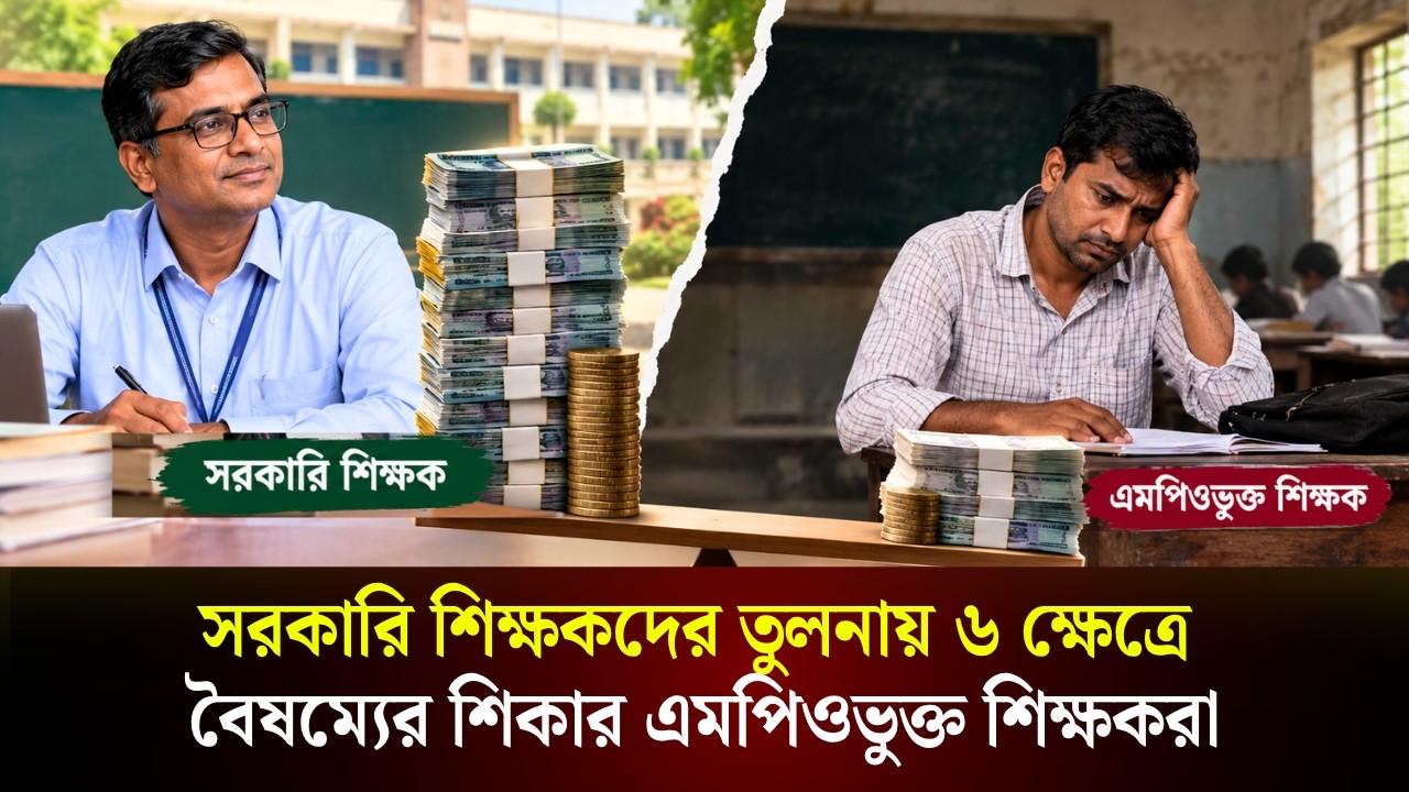  সরকারি শিক্ষকদের তুলনায় ৬ ক্ষেত্রে বৈষম্যের শিকার এমপিওভুক্ত শিক্ষকরা