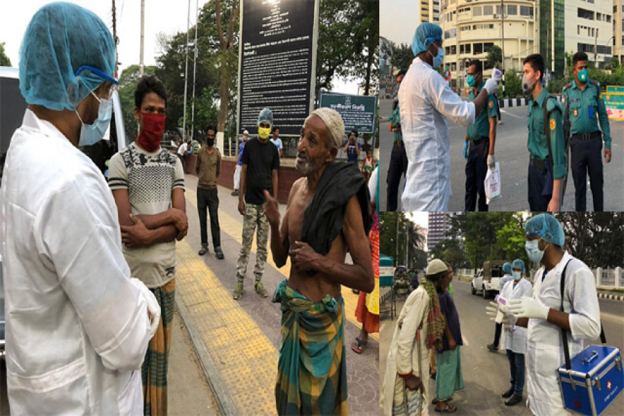 অসহায় মানুষকে সেবা দিতে রাস্তায় গণজাগরণ মঞ্চের ইমরান সরকার
