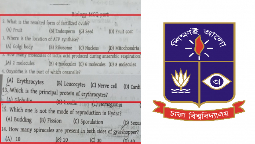 ঢাবির ‘ক’ ইউনিটের প্রশ্নে নম্বর ওলট-পালট