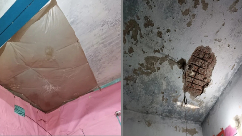 দেশসেরা কলেজের ছাত্রাবাস: ছাদ চুইয়ে পড়ে পানি, শৌচাগারের দরজা ভাঙা