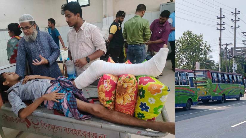 হেলপারের ধাক্কায় বাস থেকে নামতে গিয়ে গুরুতর আহত জাবি ছাত্র