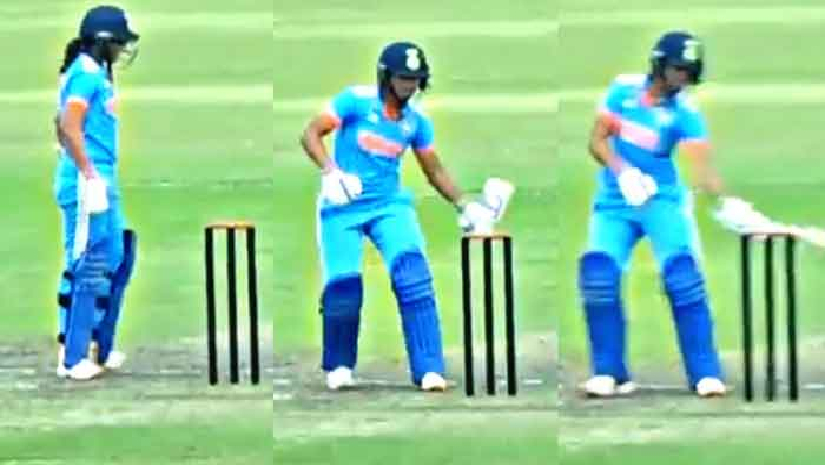 আউট দেওয়ায় স্টাম্প ভাঙলেন ভারতীয় নারী দলের অধিনায়ক