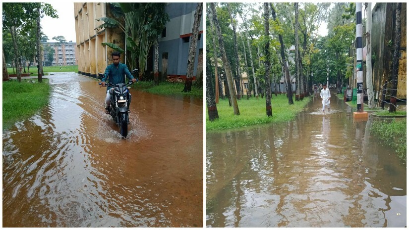 জলাবদ্ধতায় বেহাল বিএম কলেজ, নিশ্চুপ প্রশাসন