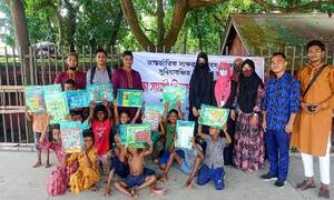 সুবিধাবঞ্চিত শিশুদের মাঝে ইচ্ছেপূরণ মানবিক ফাউন্ডেশনের সাক্ষরতা অভিযান