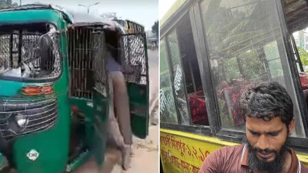 শাহীন কলেজের সামনে গাড়ি ভাঙচুর, বনশ্রীতে বাসে পেট্রোল বোমা