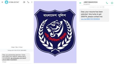 এসএমএসে লোভনীয় বেতনে চাকরির কথা বলে টাকা হাতিয়ে নেয় চক্রটি