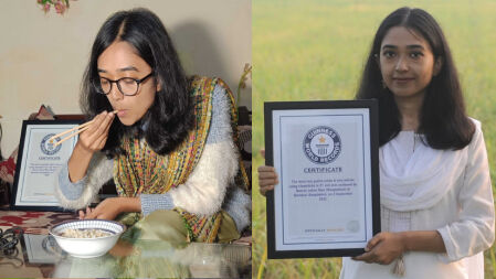 চপস্টিক দিয়ে ভাত খেয়ে বিশ্ব রেকর্ড করলেন বাংলাদেশি তরুণী