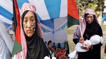 রক্তাক্ত শিশুর মা সেজে ফিলিস্তিনের পাশে তিতুমীরের সানজিদা