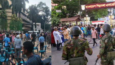 ‘নিত্যপূরাণ’ নাটকের সমর্থনে প্রতিবাদ, শিল্পকলায় ডিম হামলা