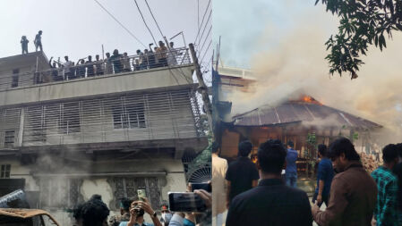 নোয়াখালীতে ওবায়দুল কাদেরের বাড়িতে হামলা, ভাঙচুর ও অগ্নিসংযোগ