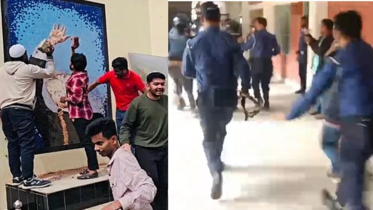 শেখ মুজিবের ম্যুরাল ভাঙচুরের পর আদালতে ১০ ছাত্রলীগ নেতাকর্মীর ওপর হামলা