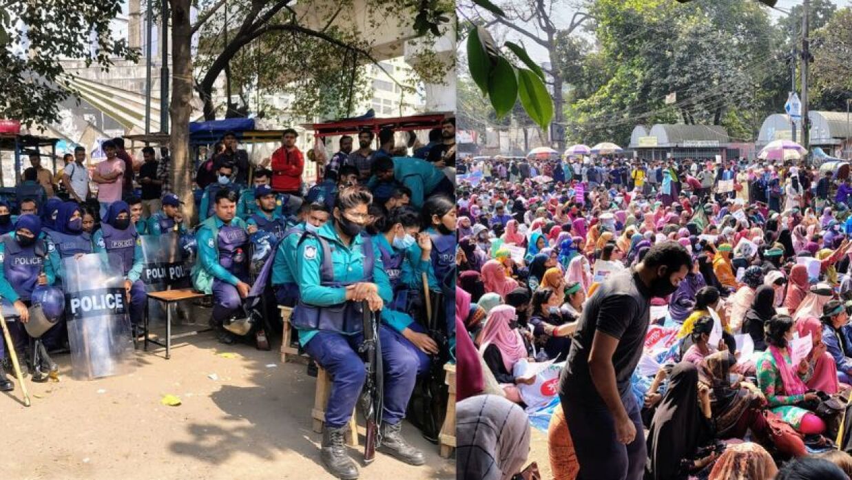 শাহবাগে প্রাথমিকের নিয়োগ বাতিল হওয়া শিক্ষকরা, সর্তক অবস্থানে পুলিশ