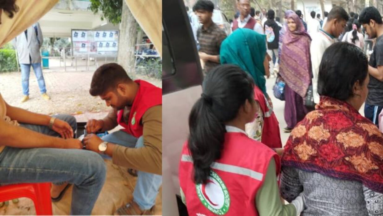 জাবিতে ভর্তিচ্ছুদের স্বাস্থ্য সেবা দিচ্ছে যুব রেড ক্রিসেন্ট